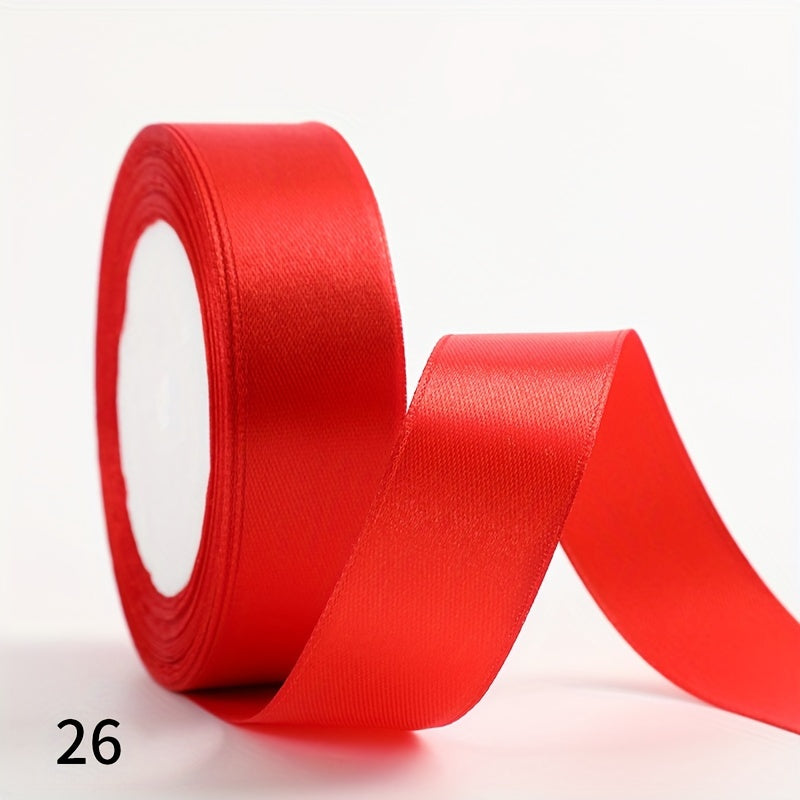 1 piece of 2.5cm wide, 25 yards long satin ribbon for gift wrapping, wedding decoration, car silk ribbon, baking, and webbing.