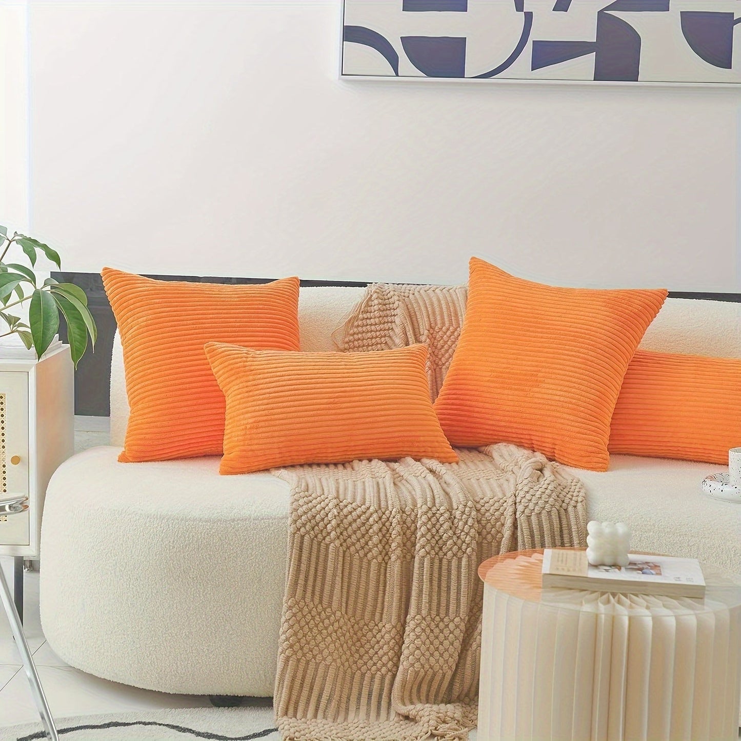 Orange Pillow Cover in Contemporary Style - Available in 30 X 50cm or 45 X 45cm - Perfect for Bedding, Sofa, or Chair - Hand Wash Recommended - Features Zipper Closure and Made of Polyester Fabric