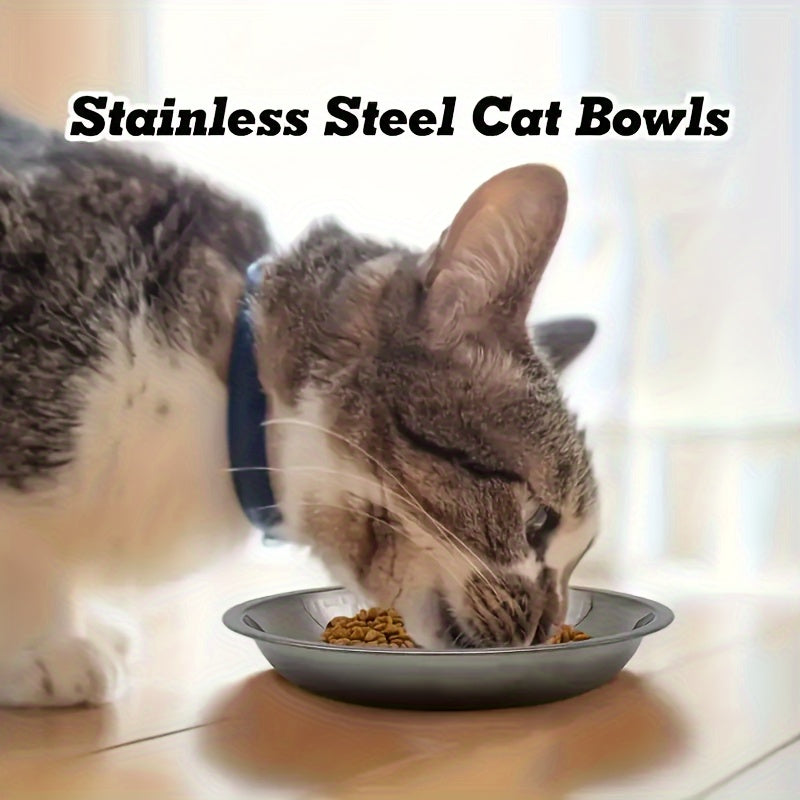 5-Pack Stainless Steel Cat Bowls, Non-Slip, Wide Shallow Design, Easy to Clean, Suitable for Cats & Small Dogs, Large Diameter, Dishwasher Safe