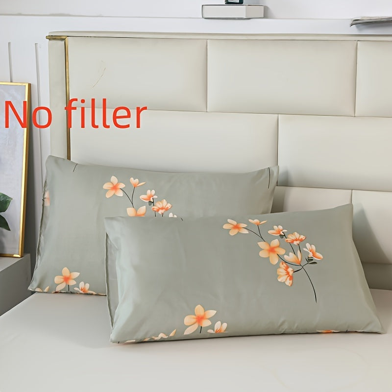 Set of 2 luxurious brushed pillowcases featuring a stylish floral and geometric design. These pillowcases are soft, skin-friendly, and have an envelope closure for easy use. Made from machine washable polyester material, these lightweight pillowcases