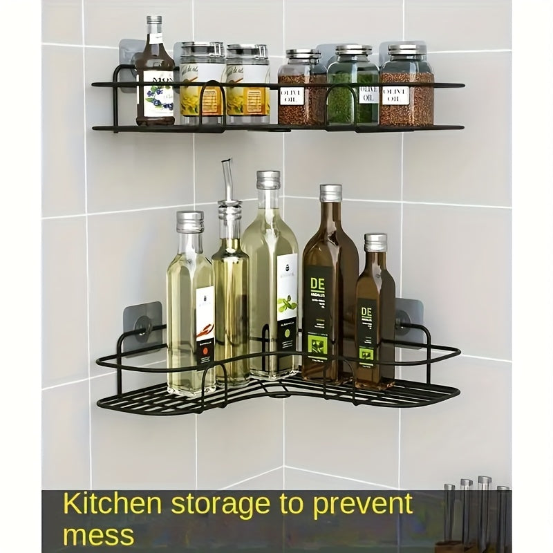 Shower caddy made of stainless steel, rust-proof, wall-mounted organizer for bathroom essentials.