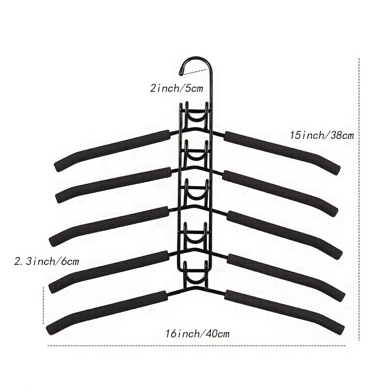 1 шт. 5-в-1 многоуровневая вешалка с съемной стойкой для брюк и нескользящим поролоном - прочный металлический органайзер для футболок и джинсов, полированная отделка