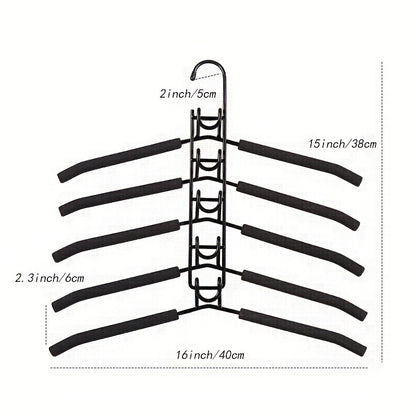 1 шт. 5-в-1 многоуровневая вешалка с съемной стойкой для брюк и нескользящим поролоном - прочный металлический органайзер для футболок и джинсов, полированная отделка