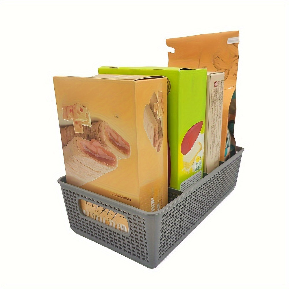 Multi-purpose woven storage box with divider for bathroom vanity and kitchen cabinet/countertop drawer - set of 5 pieces.