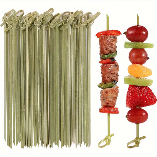 100 Natural Bamboo Knot Picks, 15.24 cm, for Appetizers, Party Supplies, Charcuterie Boards, Fruit Garnish, Food Sticks.