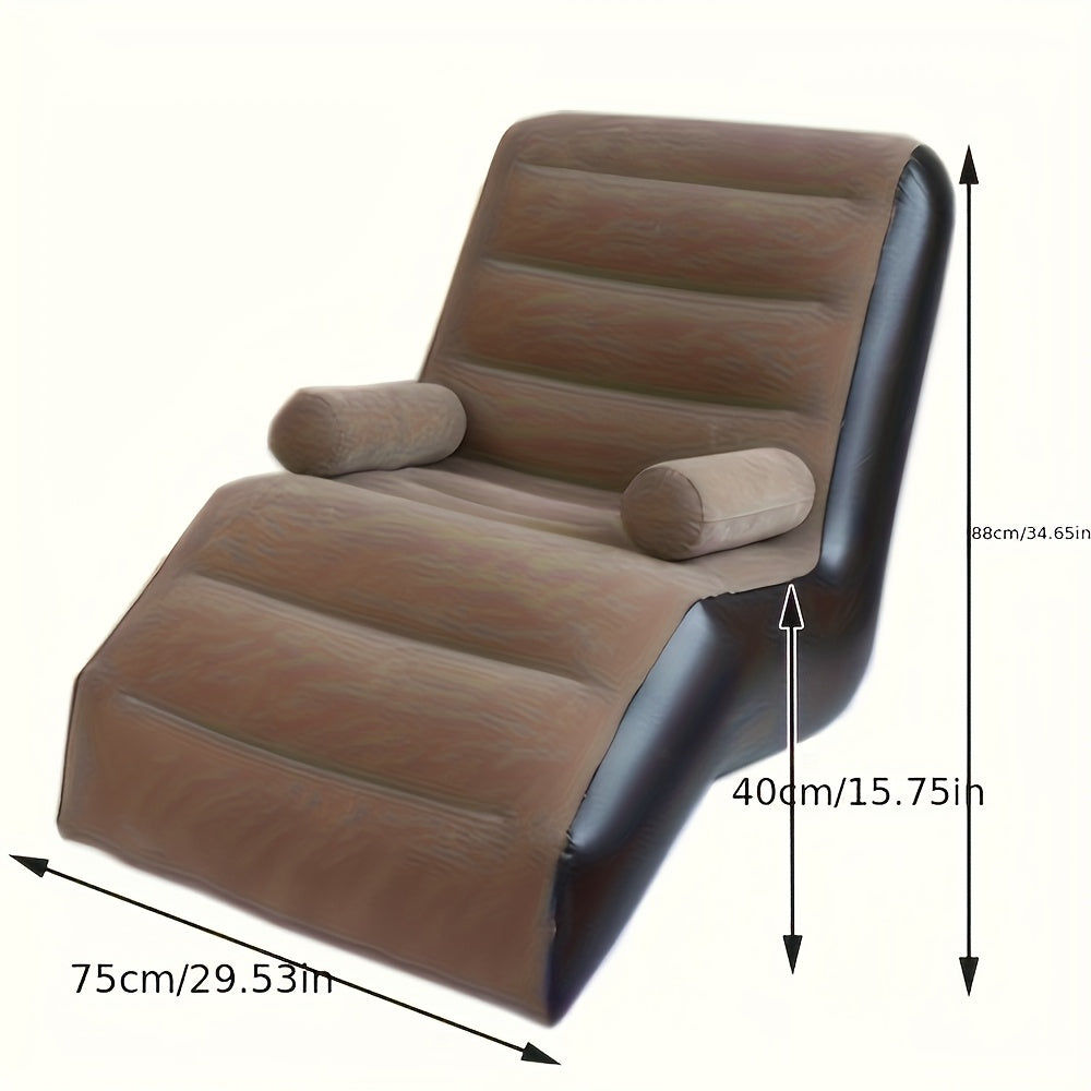 S-Shaped Inflatable Lounger Sofa in Faux Leather - Ideal for Home, Office, Travel, Camping & Outdoors.