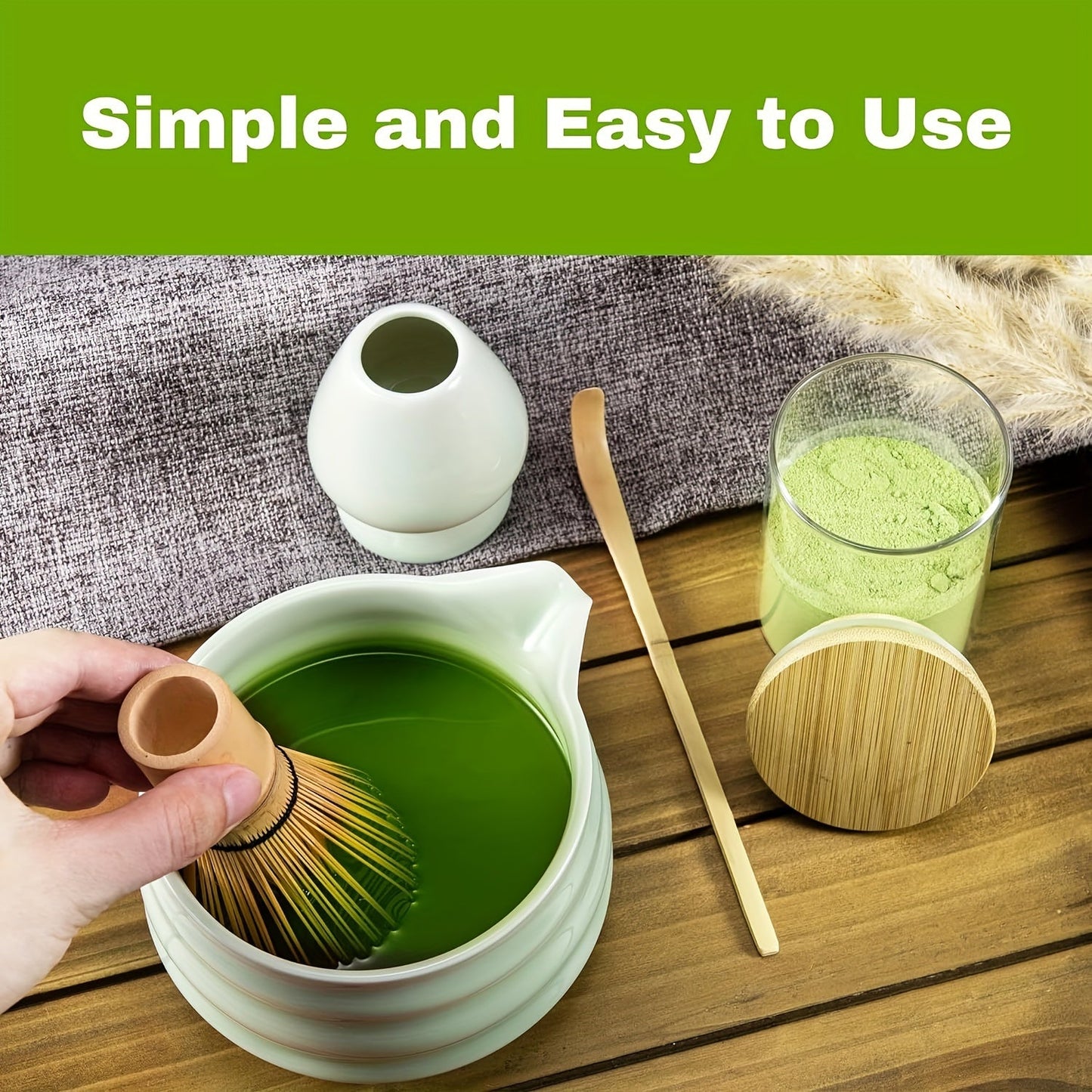 Authentic Japanese Matcha Ceremony Kit: Includes Ceramic Tea Bowl, Bamboo Tea Whisk, Gold-Plated Tea Scoop, and Matcha Sieve - Ideal for Traditional Matcha Rituals