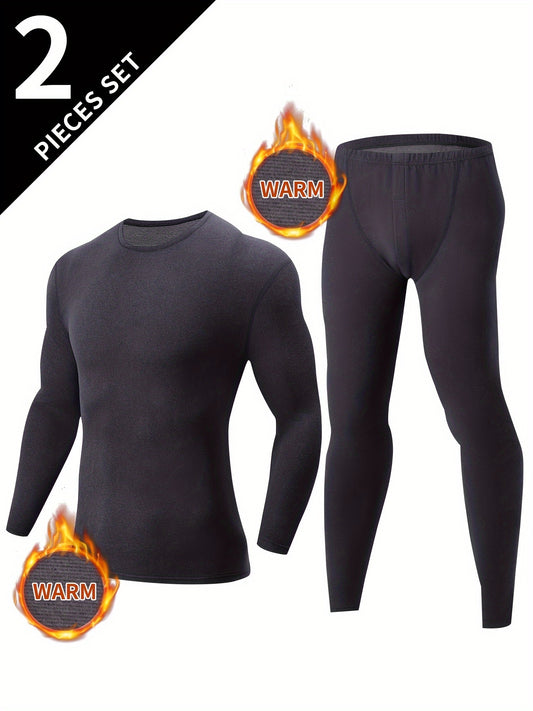 Men's Thermal Underwear Set for Autumn/Winter - Slim Fit Long Sleeve Top and Bottom - Soft, Comfortable, Warm