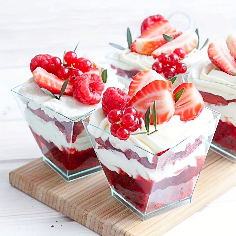 Disposable Dessert Cups - Set of 50, Made of PS Polystyrene, Hand Wash Only, Versatile and Recyclable Clear Cups for Parties, Restaurants, and Catering - Perfect for Serving Mousse, Pudding, Cake, and Ice Cream - Great for Innovative Uses