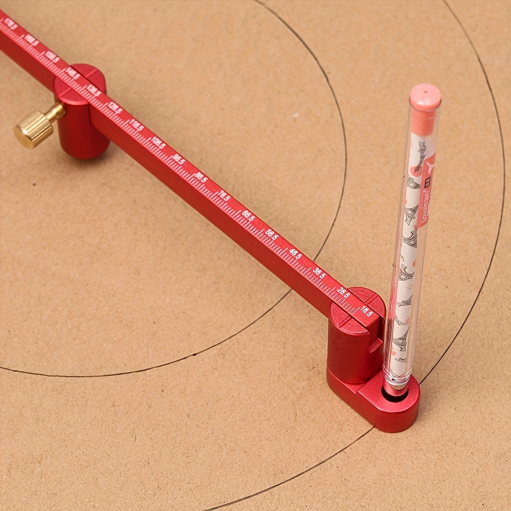 Woodworking scribing gauge with center finder, lengthening aluminum alloy circle ruler, and compass for woodturners.