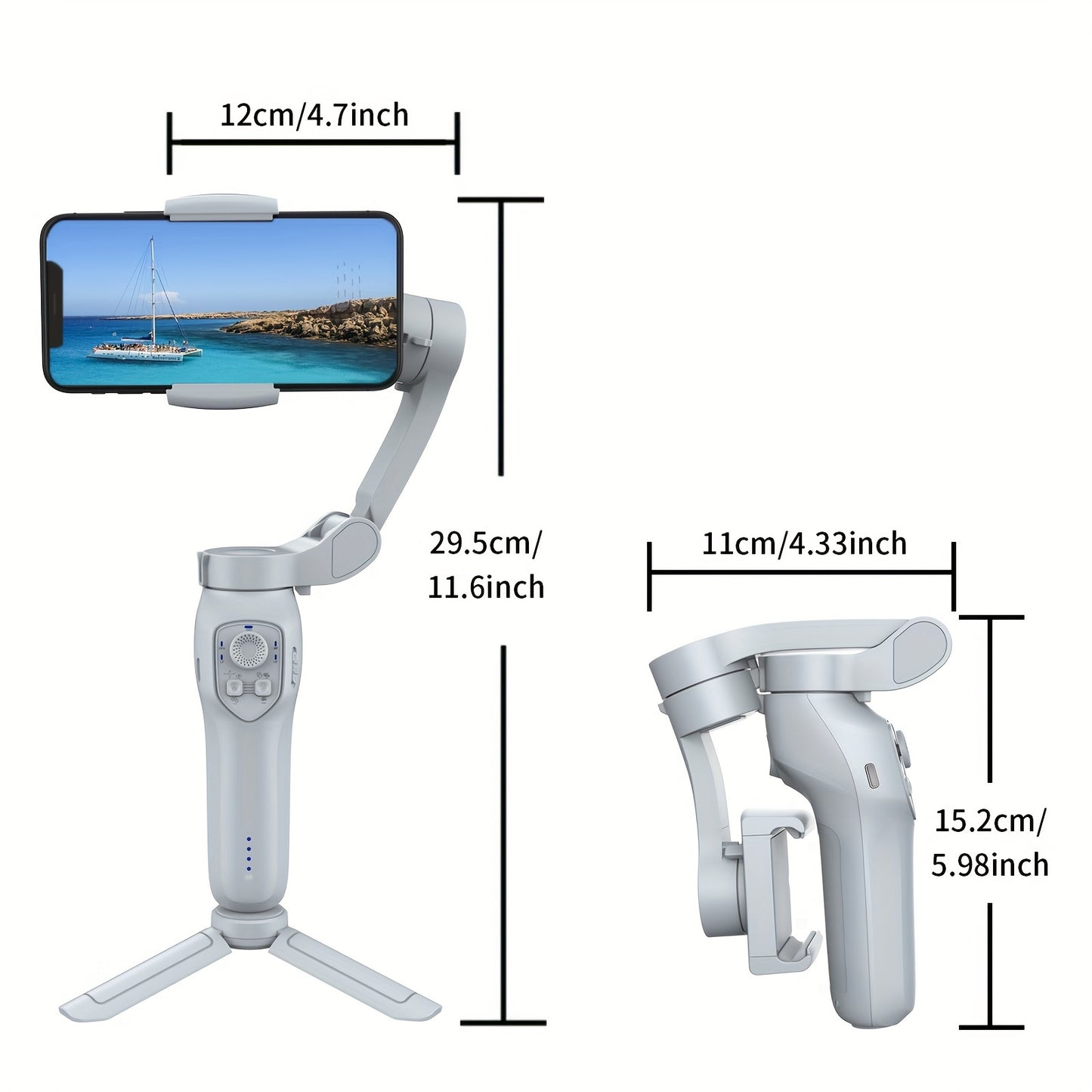 COMITOK L7Cpro Handheld Gimbal with Smart Gesture Control, USB Charging, 3-Axis Stabilizer, 2550mAh Battery, Polycarbonate Tripod & Monopod, AI Face-Tracking for Vlogging & Live Streaming.