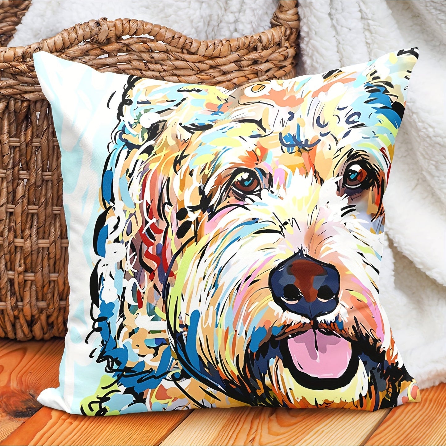 Top Pick: Adorable Goldendoodle Frise Dog Design Throw Pillow Cover for Sofa Home Decor - 18 x 18 Inches