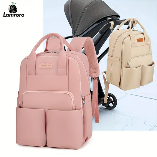 Stay dry with the Lamroro Waterproof Diaper Backpack - a roomy and tough bag perfect for boys and girls. Great for travel and all your maternity essentials, made with durable polyester and convenient pockets.