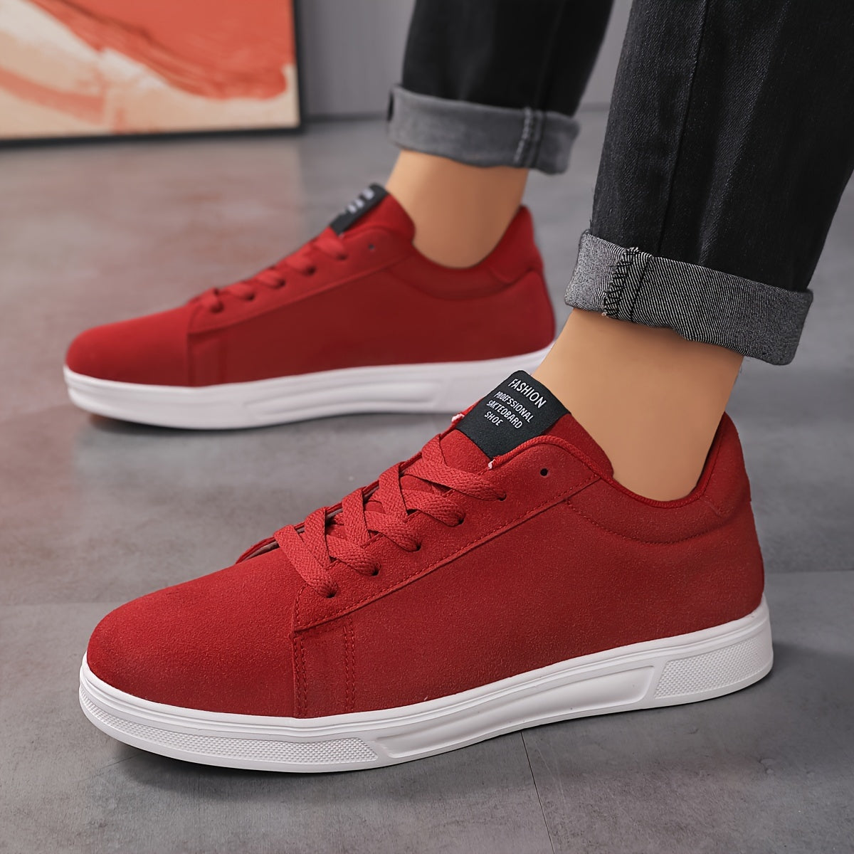 Men's Low Top Lace Up Skate Shoes - Non Slip, Durable, Casual Sneakers for Outdoor Activities