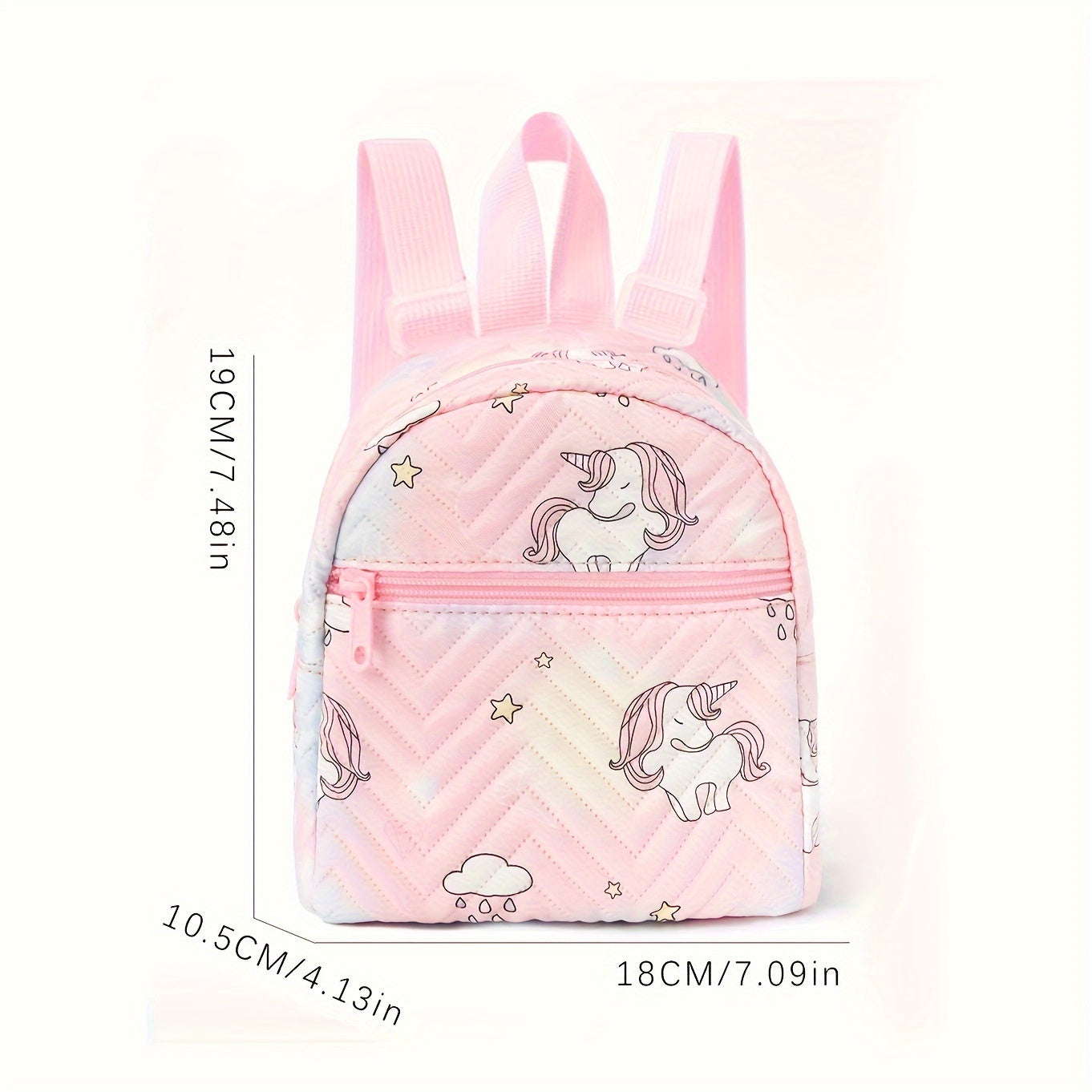 1pc Cute Pink Unicorn Backpack with Adjustable Straps - Waterproof PU Material, Stain-Resistant & Lightweight Design for School, Commuting, Travel - Cartoon Unicorn & Star Pattern, Daypack