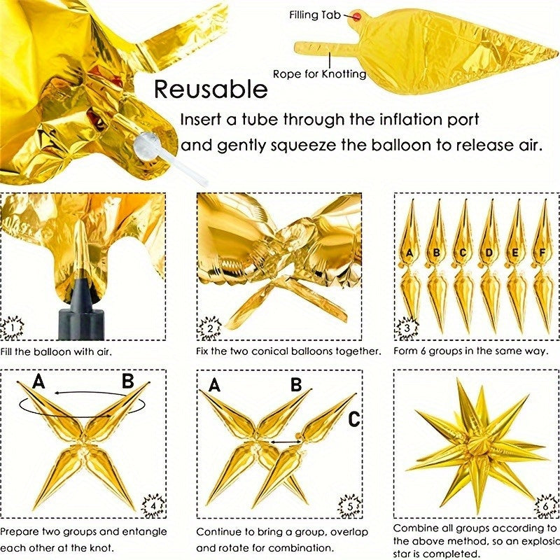 12pcs Explosion Star Foil Balloons for various occasions.