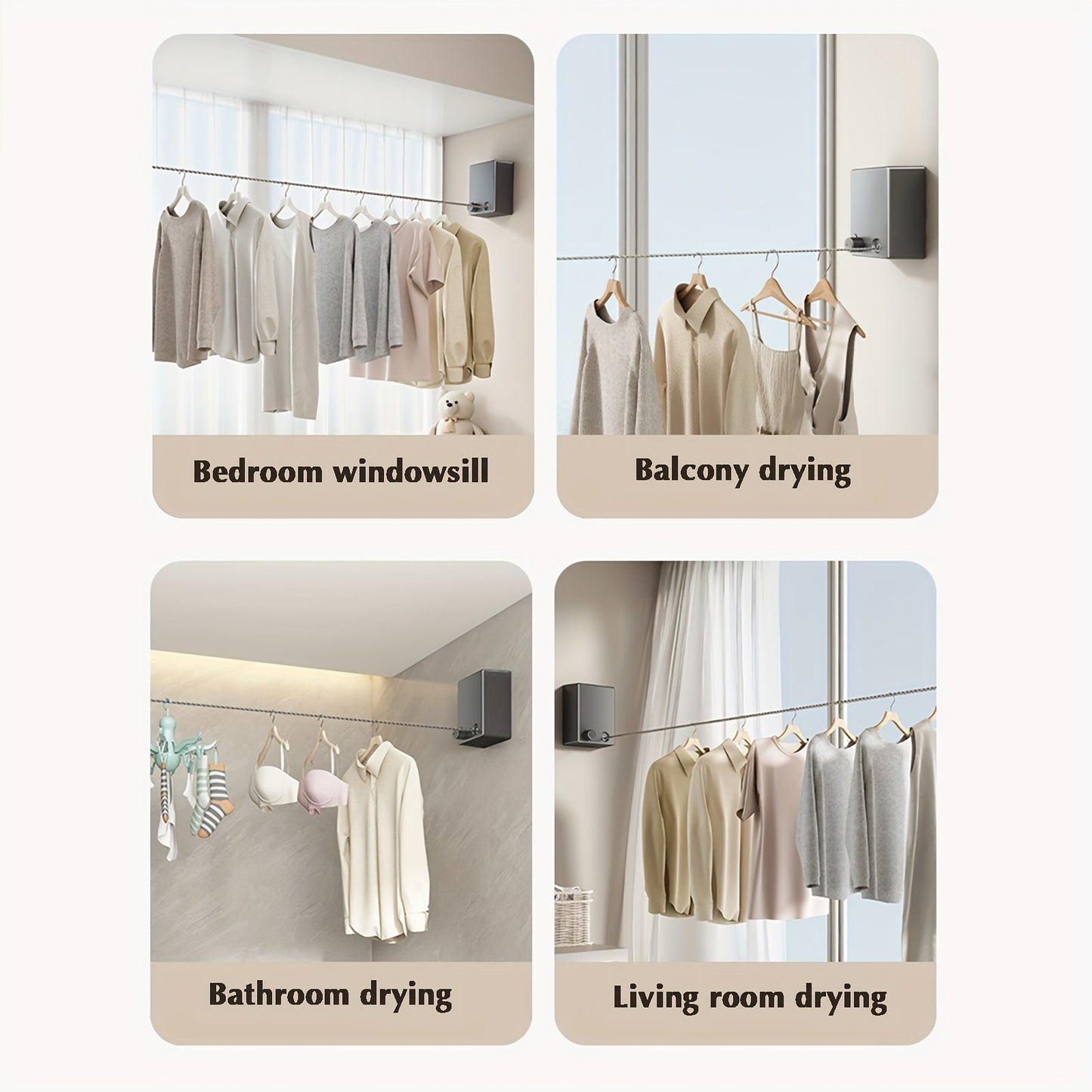 Retractable Clothesline with Punch-Free Installation, Adjustable Stainless Steel Rope, Heavy Duty Clothes Rack in Polished Chrome Finish, Wall-Mounted Drying Rack Ideal for Hotels