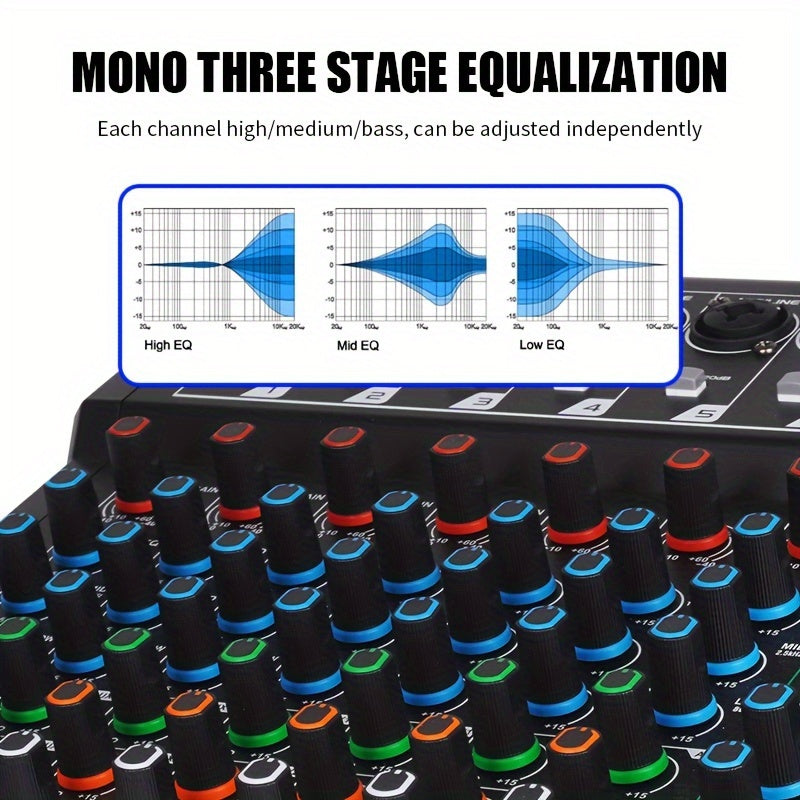 NXG XF8/12/16 Professional Mixer Soundboard with 8/12/16 Channels, USB MP3 Computer Input, 48V Phantom Power, Built-in 99 Reverb Effects, and Recording Function.