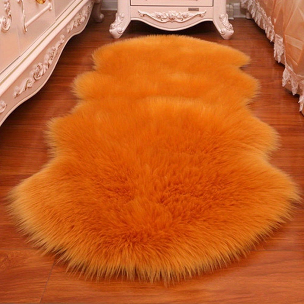 Artificial Sheepskin Long Hair Rugs - Soft Faux Fluffy Shaggy Carpets for Living Room and Bedroom, Non-Slip Home Decor Mats