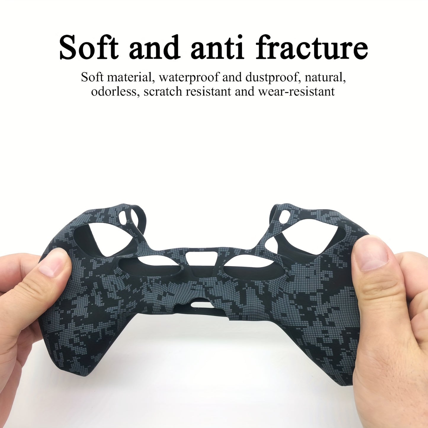 Silicone soft device shell with camo pattern for PS5 controller, water transfer gaming cover with anti-slip texture, enhanced tactile experience, scratch resistant.