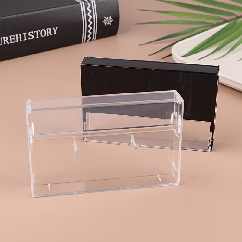 Set of 2 Premium Plastic Cassette Tape Storage Cases - Sturdy, Ready to Use - Available in Black or Transparent