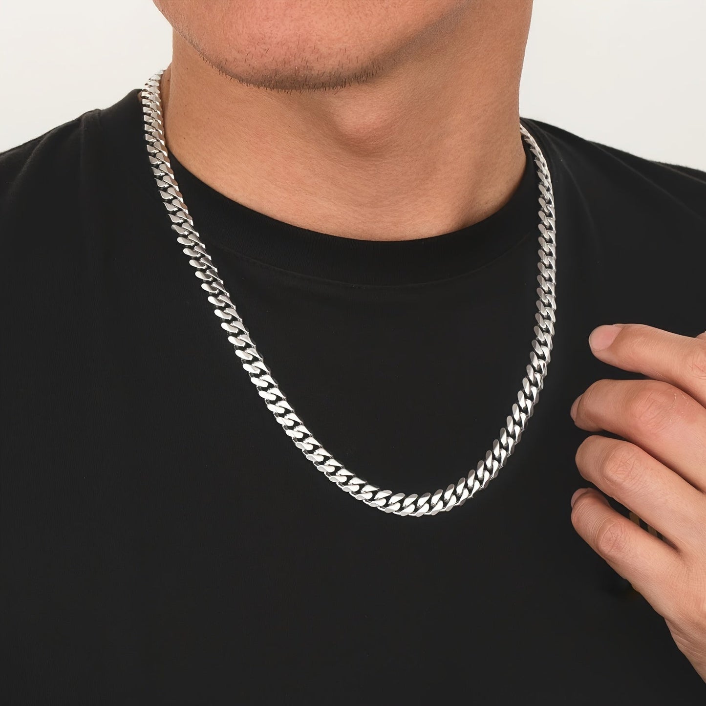 ICEDCHICS presents a 1pc 8mm Stainless Steel 6-sided Imitation Diamond Cut Miami Cuban Chain, item number 0299.