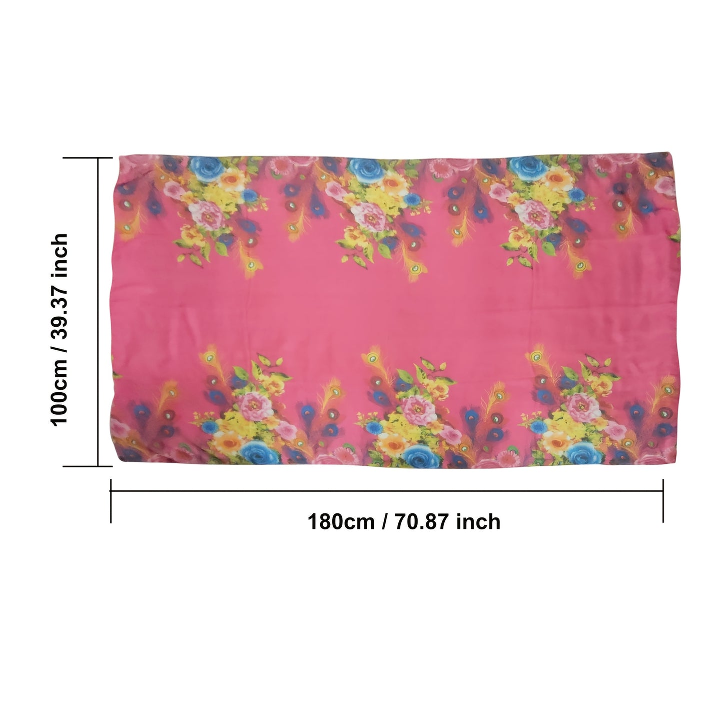 Lightweight, breathable bohemian floral shawl for women in vibrant multicolor. Windproof sunscreen beach wrap made of smooth polyester fabric. Perfect for summer travel and beach days.