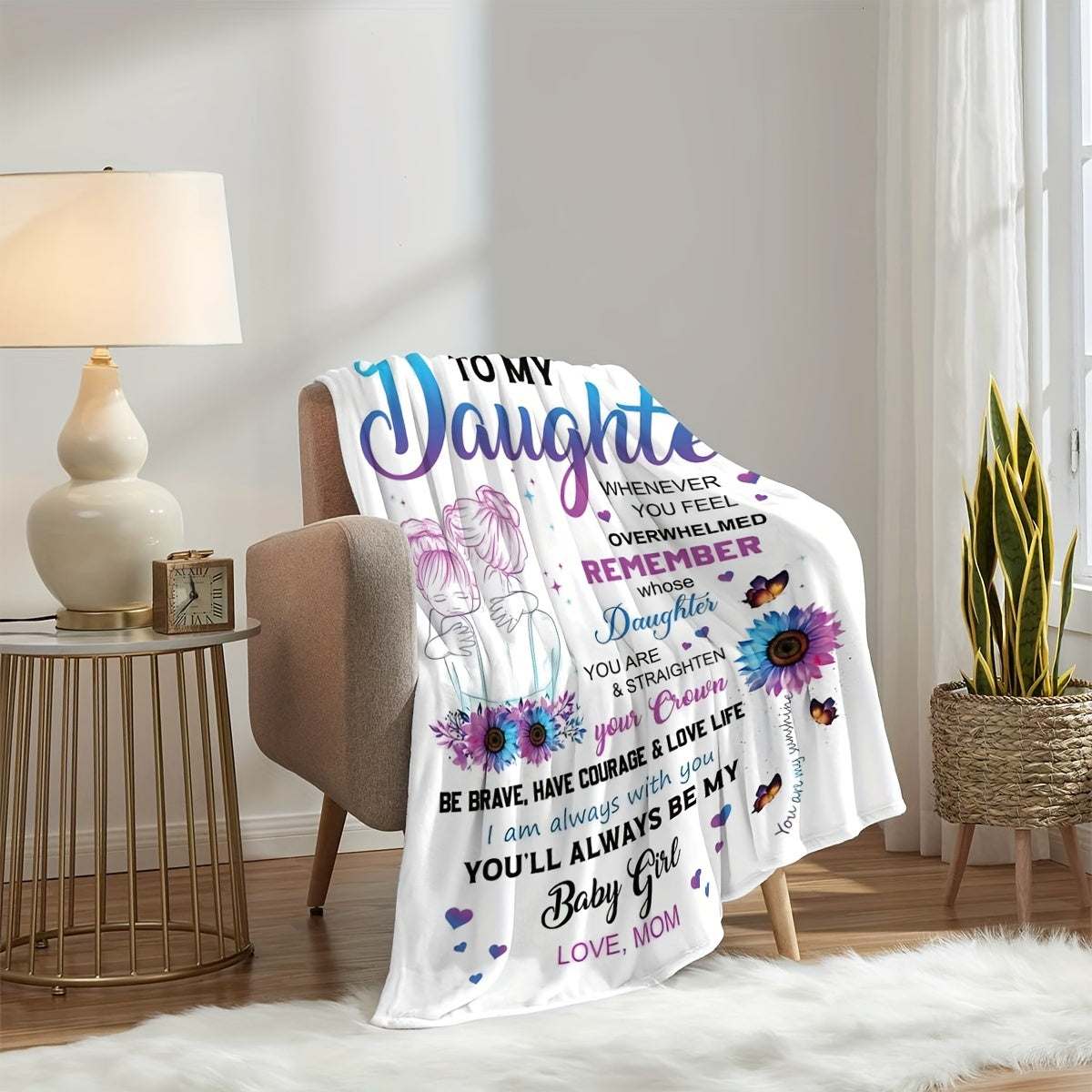 Soft, warm, and allergy-friendly flannel throw blanket for your daughter - an ideal gift for birthdays, Christmas, and Halloween. Versatile for use on the couch, bed, office, or during travel.