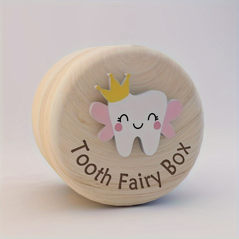 Enchanting Fairy Wooden Tooth Box featuring intricately crafted 3D teeth design - A cherished keepsake for new parents, and a thoughtful gift for Christmas, Halloween, Thanksgiving, birthdays, and Valentine's Day. Perfect for storing precious trinkets.