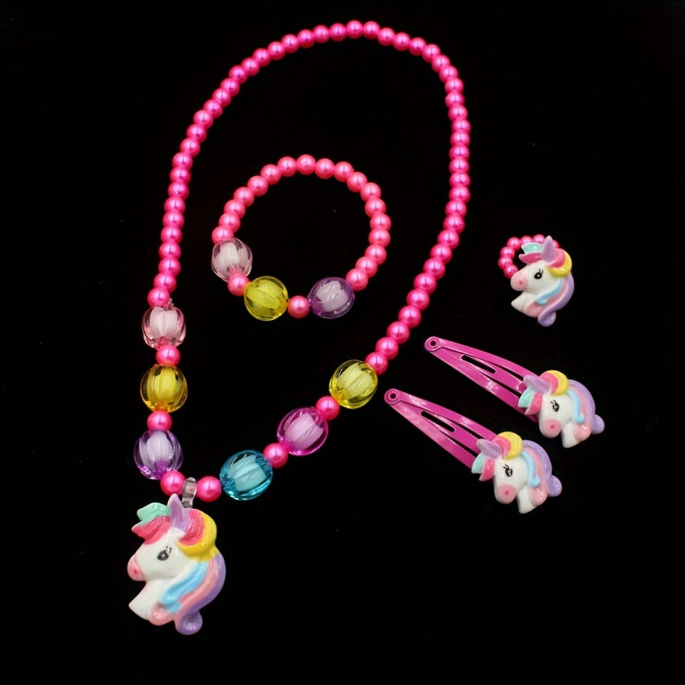 WhimsyWear Handcrafted Unicorn Beaded Jewelry Kit - Cute animal-themed jewelry set for little princesses.