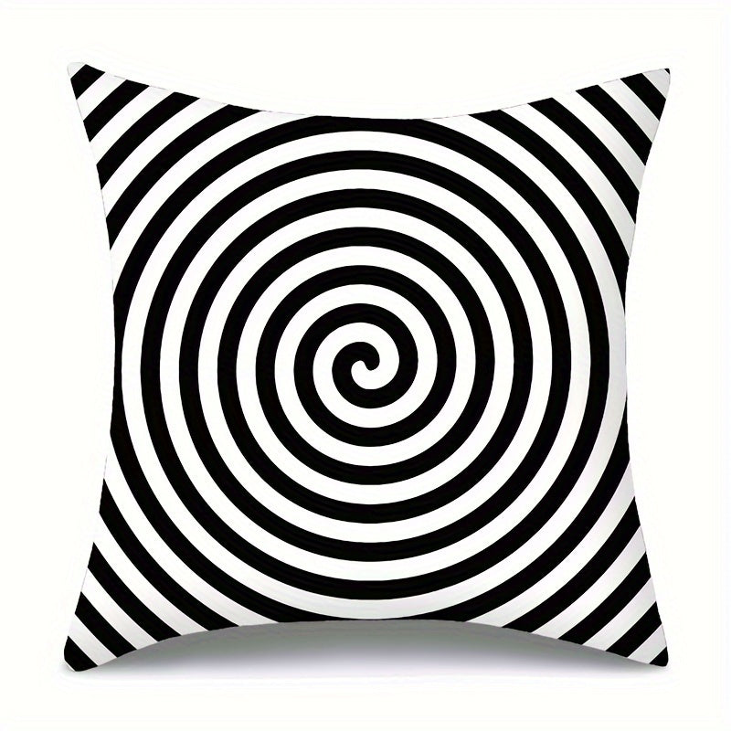 1pc Peach Skin Velvet Black And White Striped Pillowcase, Double Sided Print, 44.96cm*44.96cm, Perfect for Office, Living Room, or Party Atmosphere. Pillow insert not included.