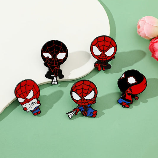 Set of 6 Marvel Spider-Man Enamel Brooch Pins, Adorable Cartoon Anime Design made from Alloy Metal, Unique Irregular Shaped Fashion Accessories for Clothing and Backpacks, Perfect Gift for Friends