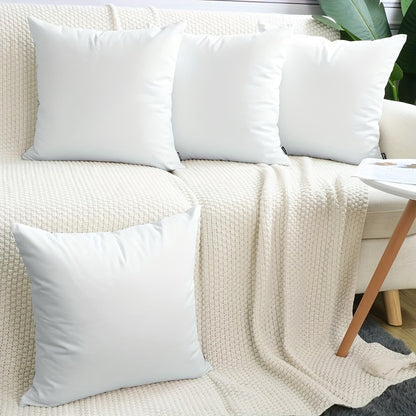 Pack of 4 machine-washable white pillow covers in solid polyester, zippered for easy use. Suitable for various room styles. Decorative sofa cushion covers, no insert included.