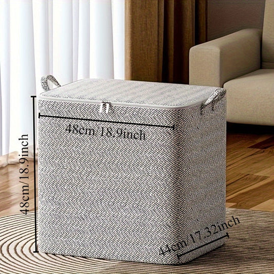 Large Vintage Cotton Blend Storage Bins featuring a Flip Top Closure - Waterproof and Multipurpose Organizer for Quilts, Clothing, and Household Items. Foldable, Dustproof, and Moistureproof Moving Packing Bag with Under-Bed Storage Capability.