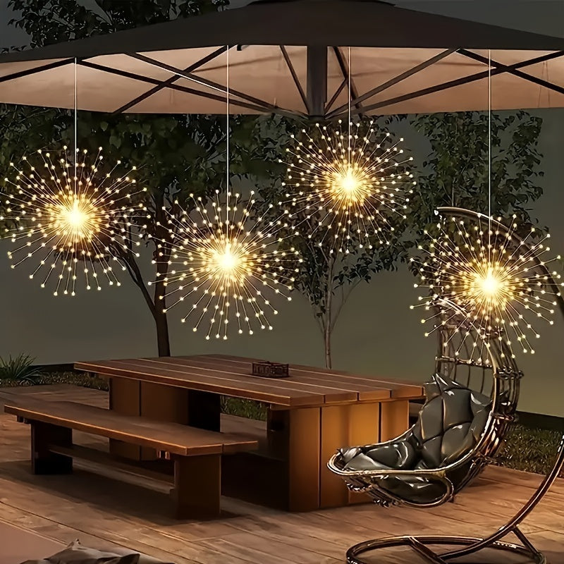 USB Firework outdoor light for parties and gardens with 8 lighting modes.