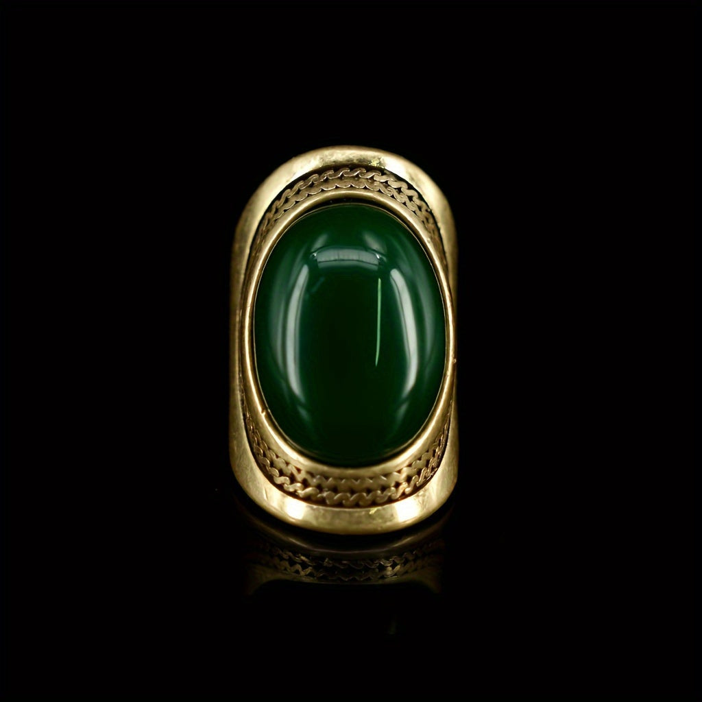 Elegant Adjustable Ring with Natural Agate - Ideal for Weddings & Parties, Made from Quality Alloy