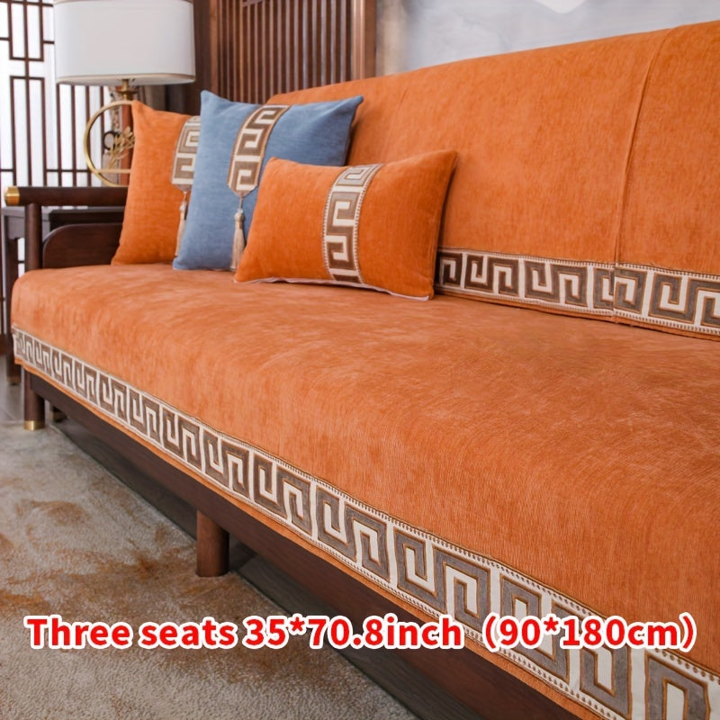 Chinese style dustproof sofa slipcover for all seasons, suitable for bedroom, office, and living room.