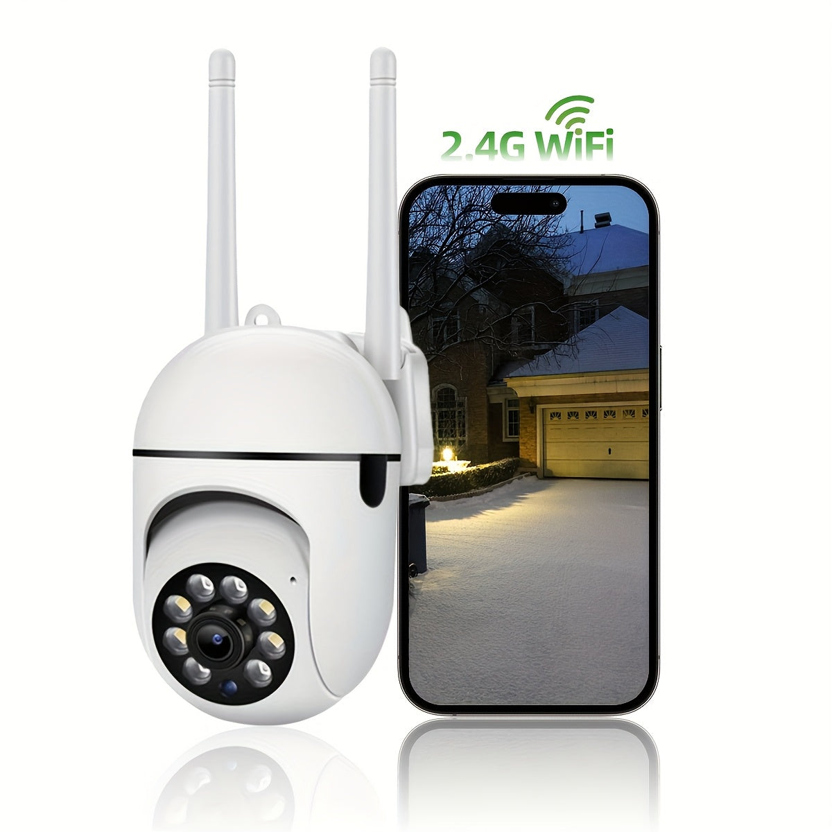 Conveniently install the 1080P HD WiFi Security Camera with PTZ and Voice Intercom without cables. Perfect for elderly and youngsters, with remote viewing anytime.