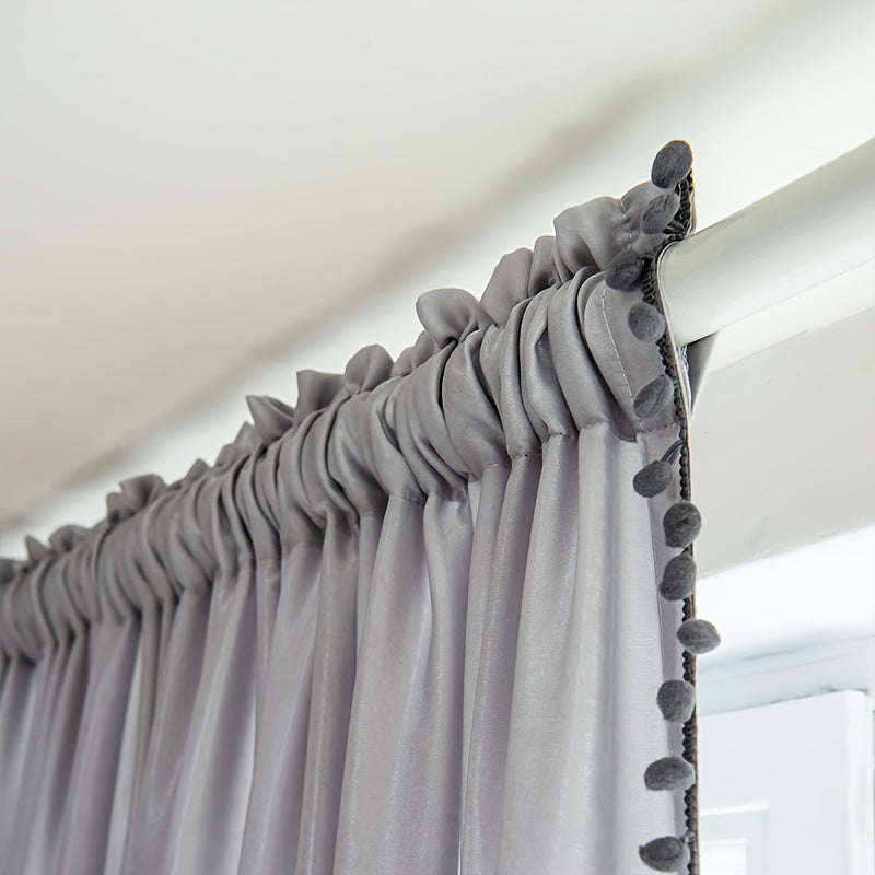 Velvet Curtains with Thermal Insulation for Darkening Rooms, featuring a Ball Design, in Grey for Home Decor