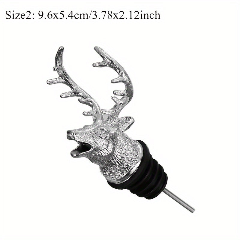 Stylish Deer Head Wine Pourer - Zinc Alloy, Various Colors, Ideal for Bars & Home.