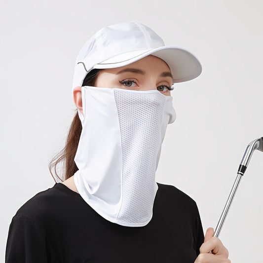 Sunshade Viscose Hanging Ear Mask with Spring Design for Full Face and Long Neck Protection, Ideal for UV Protection during Cycling, Hiking, Beach or Golf.