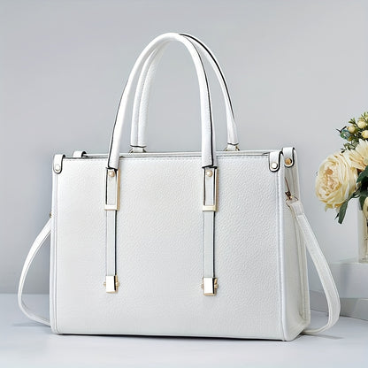 Elegant tote handbag for women with large capacity, solid color, and versatile style.