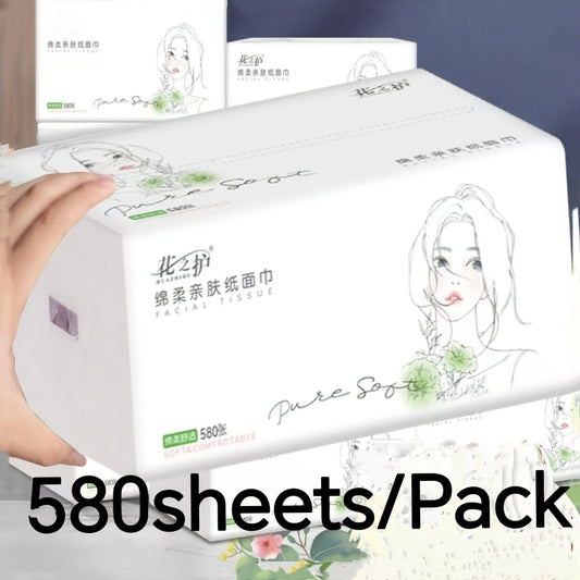 580pcs Pack of Super Soft 5-Layer Paper Towels made from sustainable, non-fluorescent wood pulp. Ideal for home, restaurant, and travel use. Great for family gatherings, parties, and