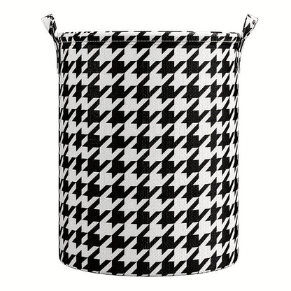 Stylish Foldable Fabric Storage Basket - Multi-Use Laundry Hamper for Clothing, Toys & Beyond - Low Maintenance, White/Black, Bathroom, Soiled Garments