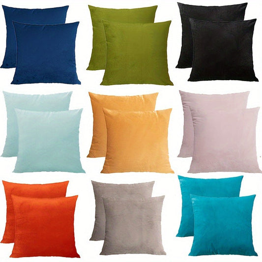 Nordic Style Solid Color Velvet Throw Pillow Cover 2-Pack for Contemporary Home Decor - Multiple Color Options - Hand Wash Only - Zipper Closure - Made from Polyester Fabric - Suitable for Living Room, Bedroom, Sofa, Car, Office, or Patio Decor