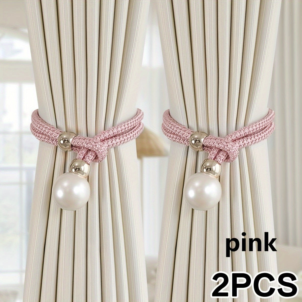 1 set of 2 pieces of pearl decorative curtain buckles, representing high-end luxury and adjustable style for your curtains. These elegant pearl curtain straps are perfect for enhancing the decoration of your curtains in any room, whether it be a bedroom