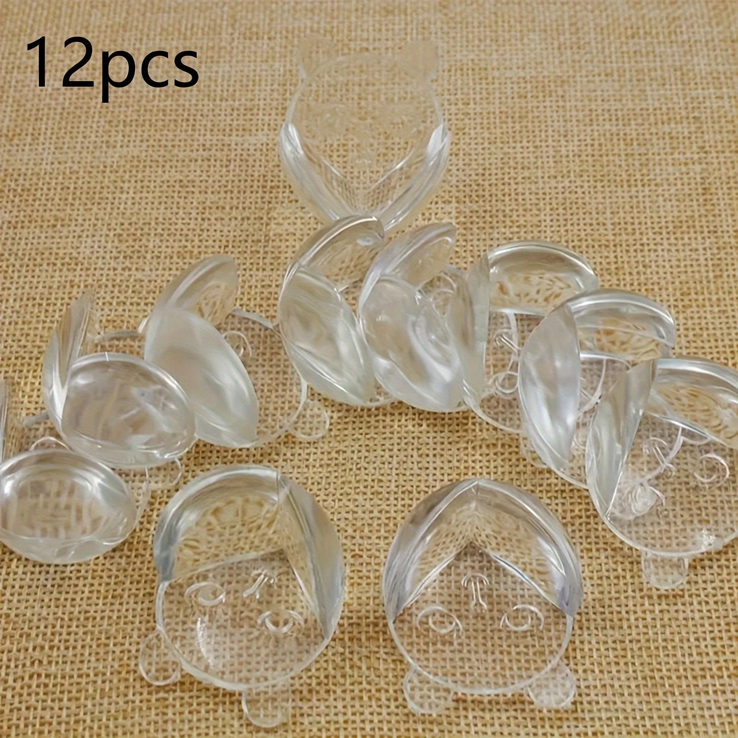 12 to 20 pieces of Anti-collision Corner Protectors featuring Safety Bear Head design, made with Thickened Transparent material to cover table corners.