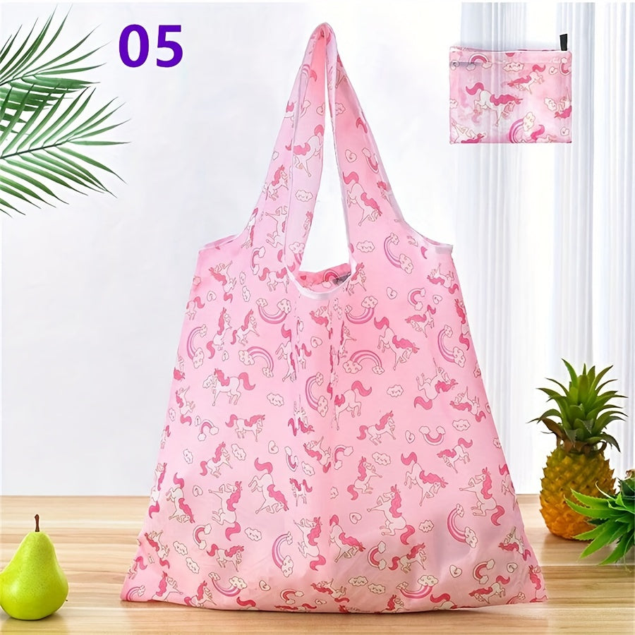 This shopping bag is designed to be convenient for all your needs, with a foldable and portable design that is also fashionable. It is waterproof and durable, with a large capacity perfect for supermarket shopping, traveling, and storing items such as