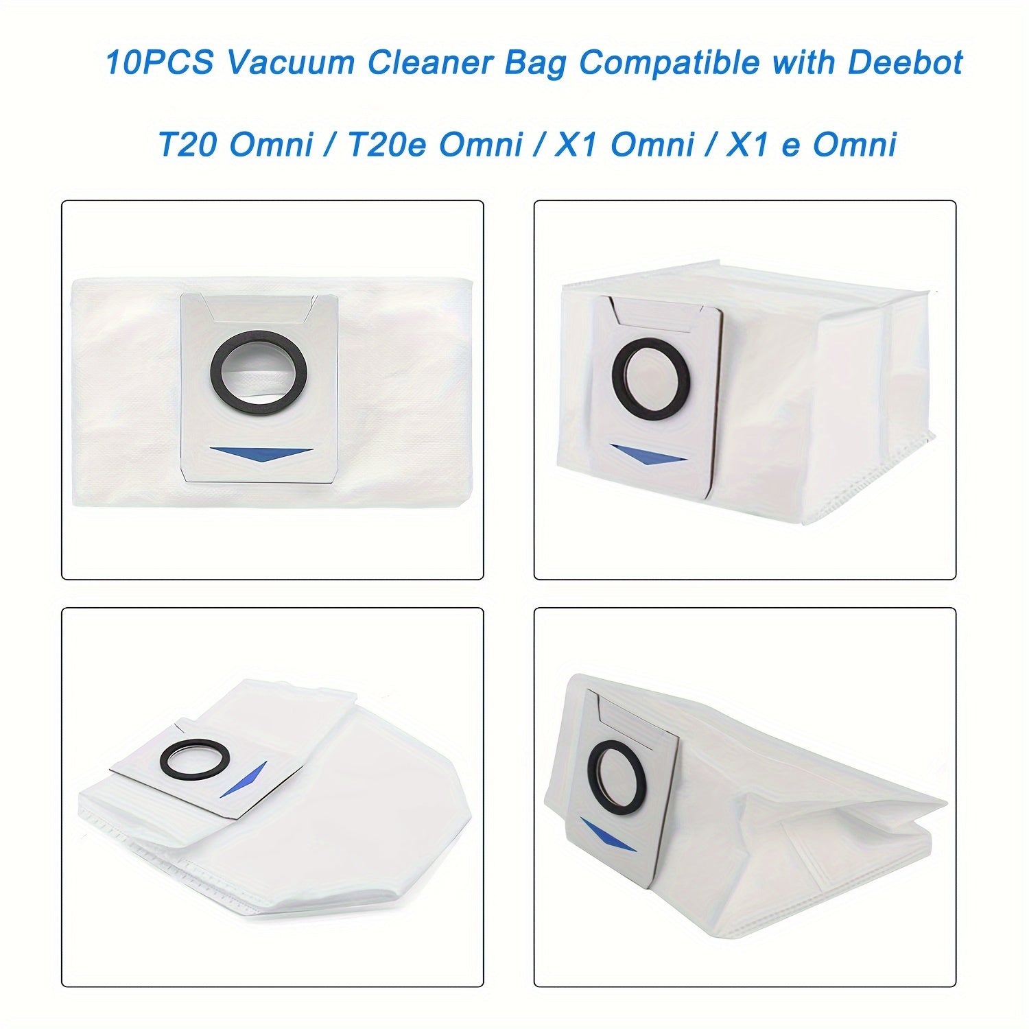 Accessory Robot Vacuum Cleaner Parts Dust Bag for Ecovacs Deebot T20 Omni/ T20e Omni/ X1 Omni/ X1 E Omni - Set of 10