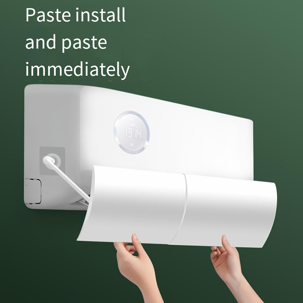 Easy to install polypropylene wind deflector for air conditioners, adjustable to prevent direct blowing. No electricity needed for installation. Universally fits AC units.